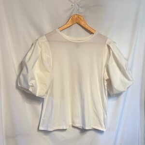 Worthington White On Trend Puff Sleeve Blouse SZ L